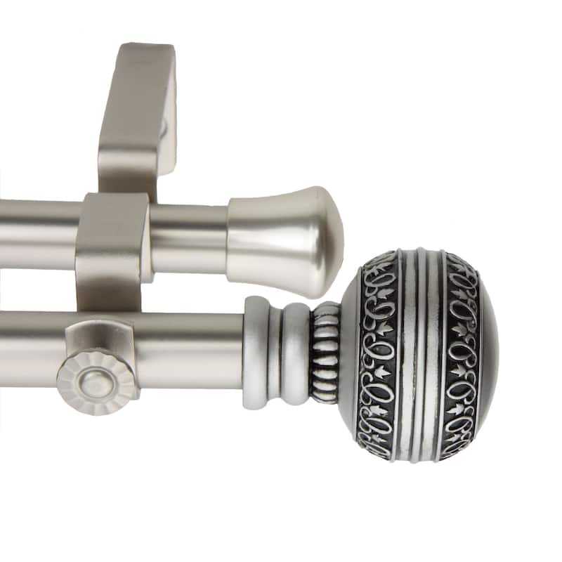 InStyleDesign Helena Adjustable Double Curtain Rod - 28 to 48 inches - satin nickel
