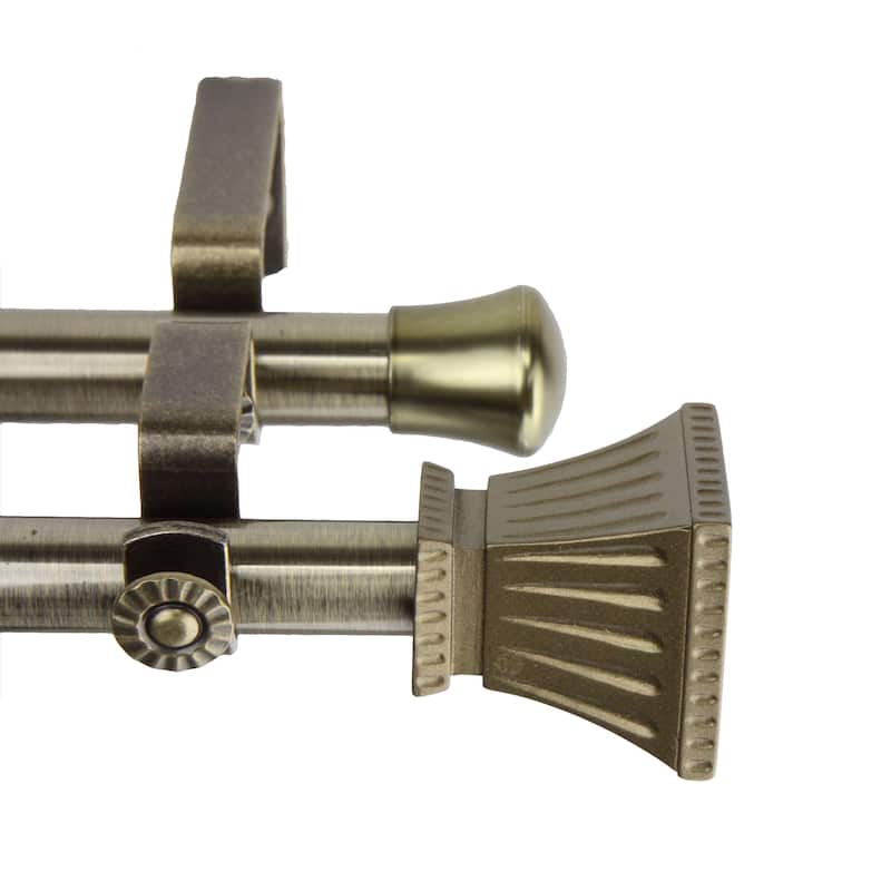 InStyleDesign Marlene Adjustable Double Curtain Rod - 28 to 48 inches - Antique/Brass Finish - Antique Brass