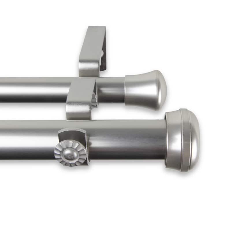 InStyleDesign Edison 1-inch Adjustable Double Drapery Rod 160-240 inch - 160 to 240 inch - satin nickel