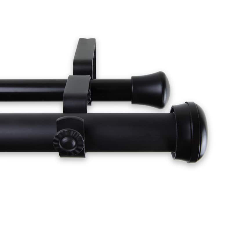 InStyleDesign Edison 1-inch Adjustable Double Drapery Rod 160-240 inch - 160 to 240 inch - Black