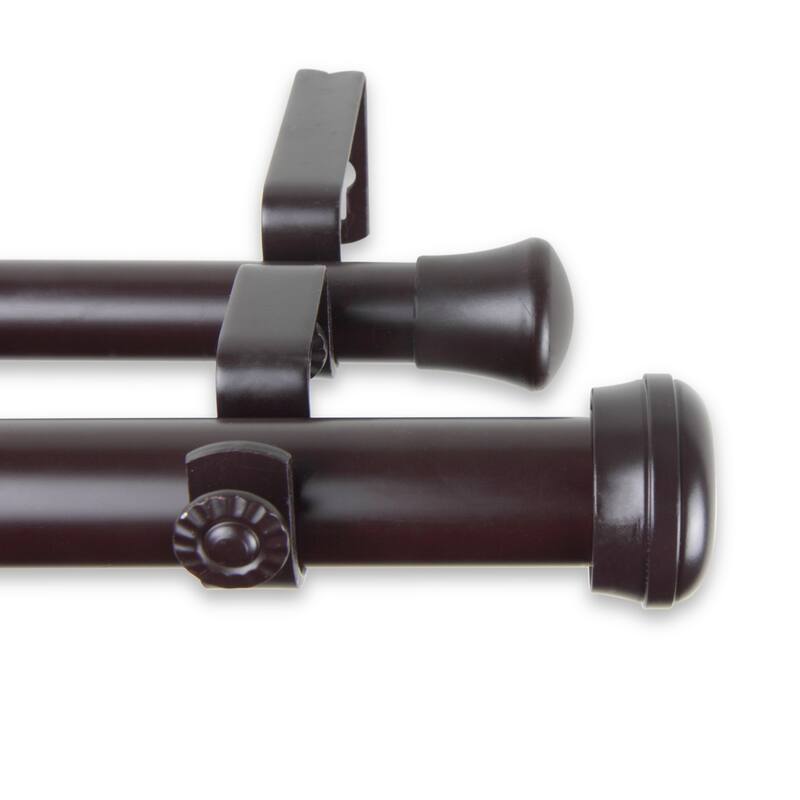 InStyleDesign Edison 1-inch Adjustable Double Drapery Rod 160-240 inch - 160 to 240 inch - Mahogany