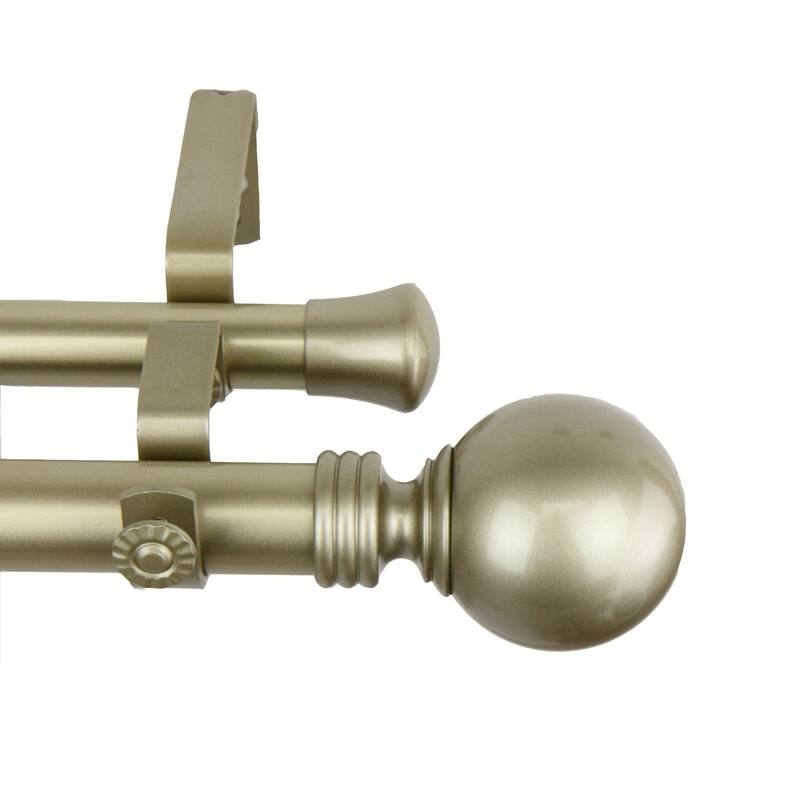 InStyleDesign Sphere 1-inch Adjustable Double Drapery Rod 160-240 inch - 160 to 240 inch - Gold Finish - Ligh Gold