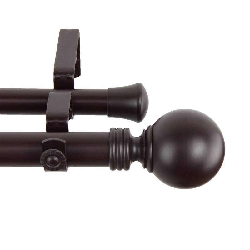InStyleDesign Sphere 1-inch Adjustable Double Drapery Rod 160-240 inch - 160 to 240 inch - Brown Finish/Mahogany Finish - Mahogany