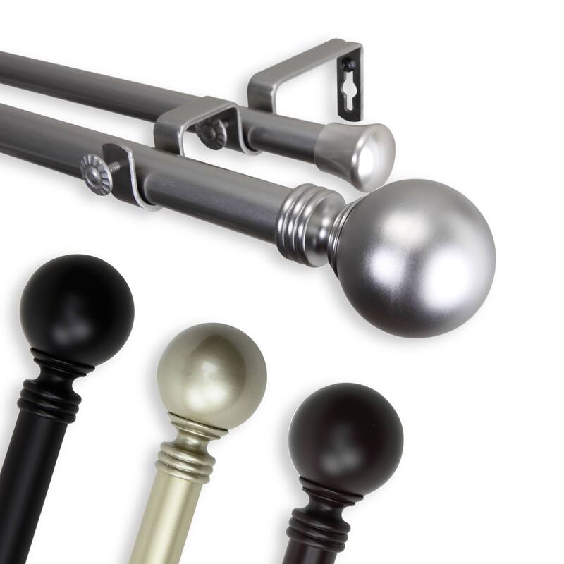 InStyleDesign Sphere 1-inch Adjustable Double Drapery Rod 160-240 inch - 160 to 240 inch