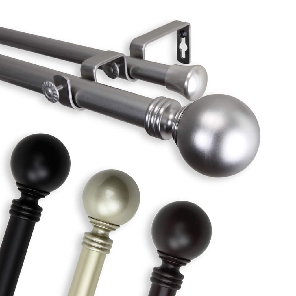 InStyleDesign Sphere 1-inch Adjustable Double Drapery Rod 160-240 inch - 160 to 240 inch