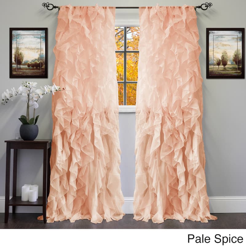 Sheer Voile Ruffled Tier Window Curtain Panel - 50 X 84 - 50 X 84 - Spice