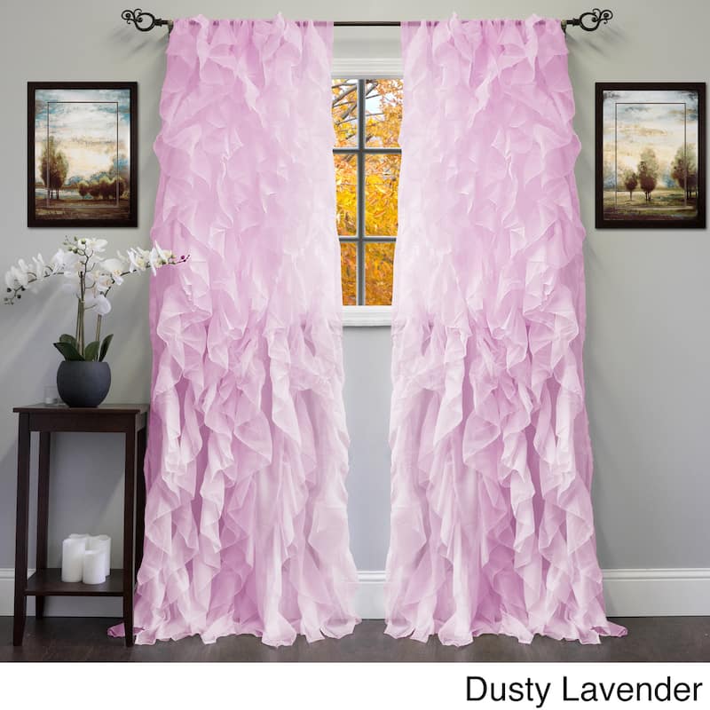 Sheer Voile Ruffled Tier Window Curtain Panel - 50 X 84 - 50 X 84 - Lavender