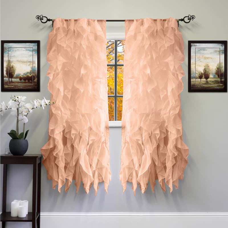 Voile 50 x 63 Vertical Ruffle Tier Window Curtain Panel - 50 x 63 - Spice