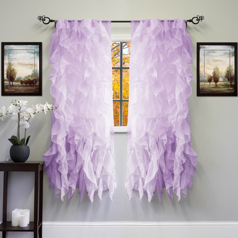 Voile 50 x 63 Vertical Ruffle Tier Window Curtain Panel - 50 x 63 - Lavender