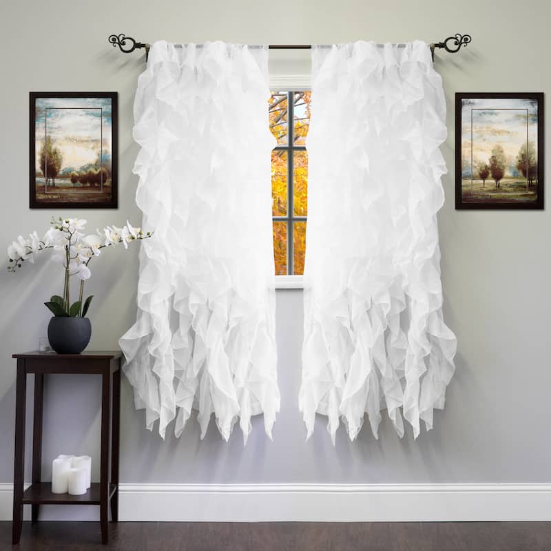 Voile 50 x 63 Vertical Ruffle Tier Window Curtain Panel - 50 x 63
