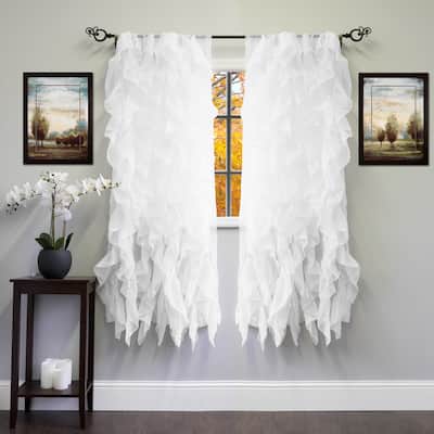 Voile 50 x 63 Vertical Ruffle Tier Window Curtain Panel - 50 x 63