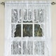 preview thumbnail 2 of 3, White Knit Lace Bird Motif Window Curtain Tiers, Valance and Swag Pair Options swag pair