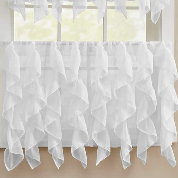 Shop Chic Sheer Voile Vertical Ruffled Tier Window Curtain Valance