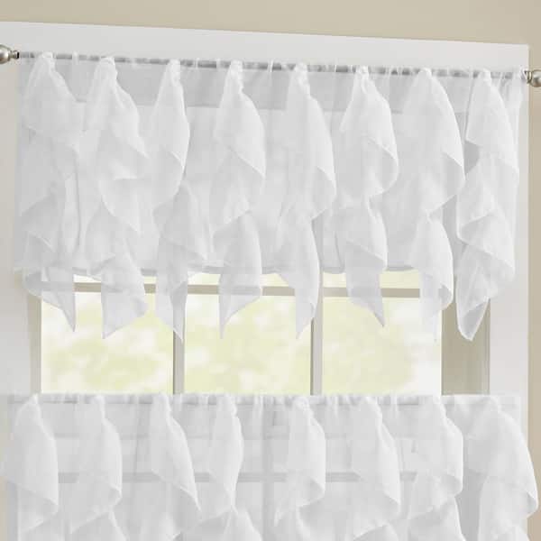 Shop Chic Sheer Voile Vertical Ruffled Tier Window Curtain Valance