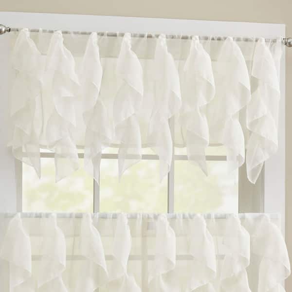Shop Chic Sheer Voile Vertical Ruffled Tier Window Curtain Valance
