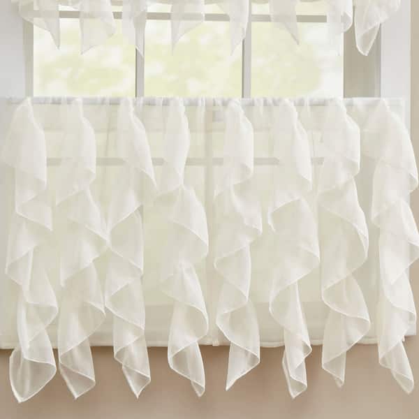 Shop Chic Sheer Voile Vertical Ruffled Tier Window Curtain Valance