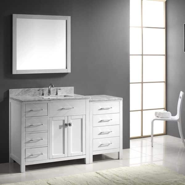 55 Inch Single Sink Bathroom Vanity With Choice Of Top In White Uvabliwh55 Bathroom Sink Vanity Bathroom Vanity White Vanity Bathroom