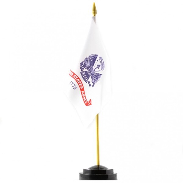 White Polyester 4-inch x 6-inch US Army Desk Flag With Stand