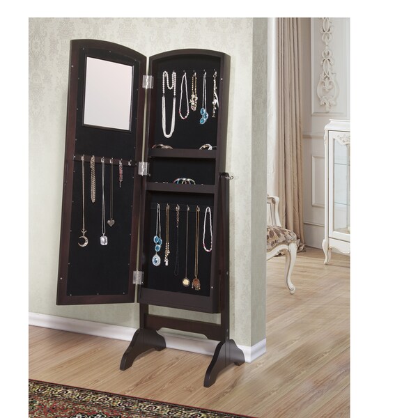 Abby Jewelry Armoire Cheval Mirror Espresso Free Shipping Today