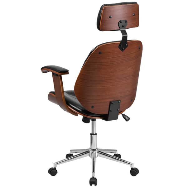 Arly Black Leather Wood Swivel Adjule Executive Office Arly Black Leather Wood Swivel