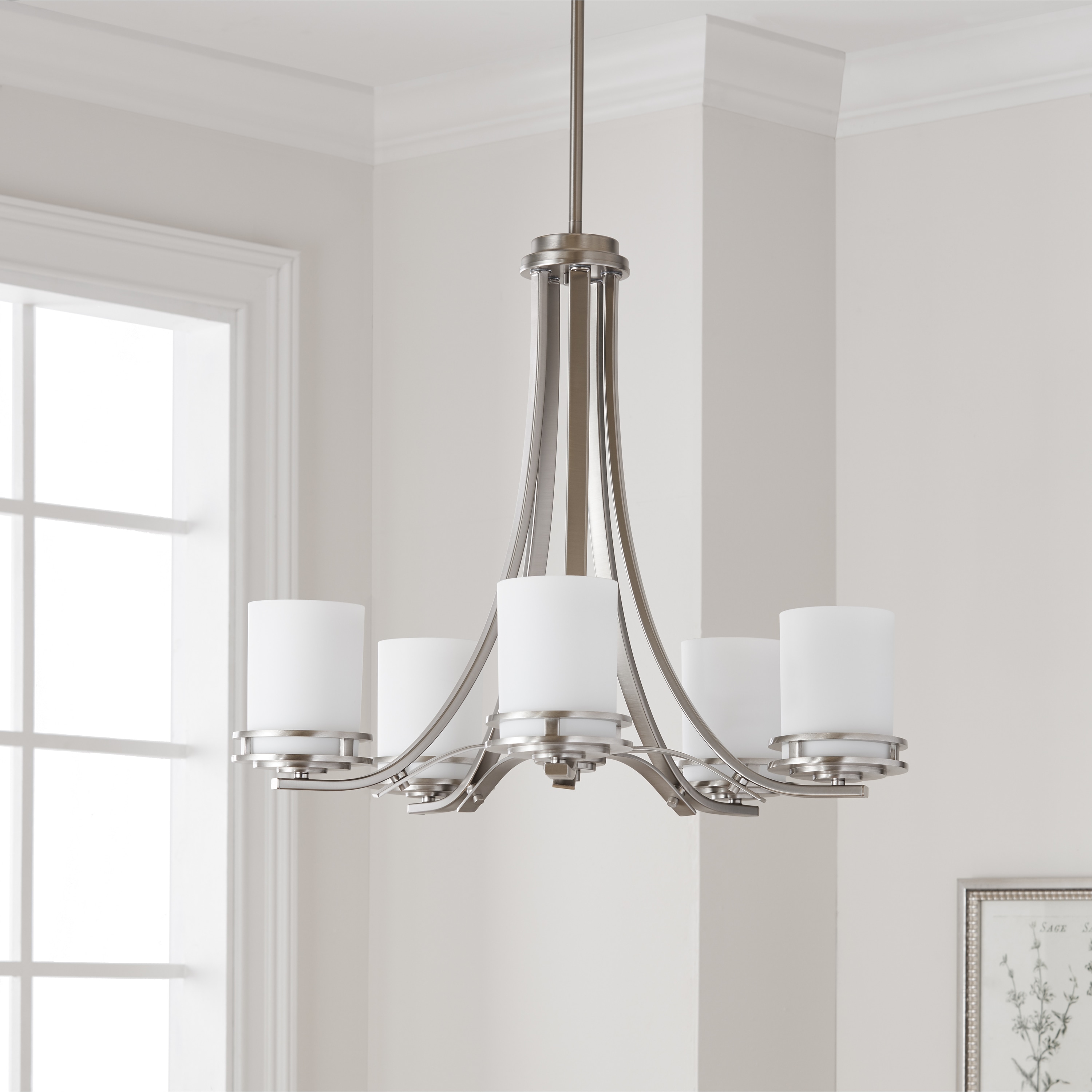 5 light brushed nickel chandelier