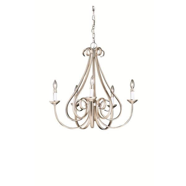 slide 2 of 2, Kichler Lighting Dover 5-light Brushed Nickel Chandelier - Brushed Nickel