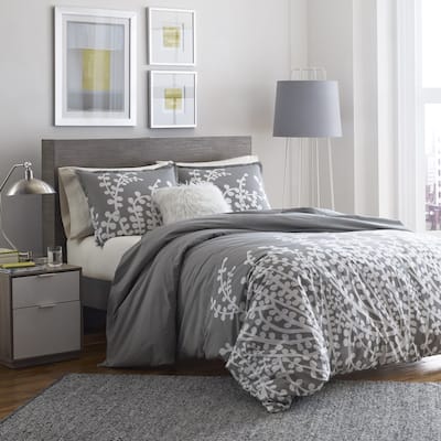 Copper Grove Crocus Grey Branches Printed 3-piece Comforter Set