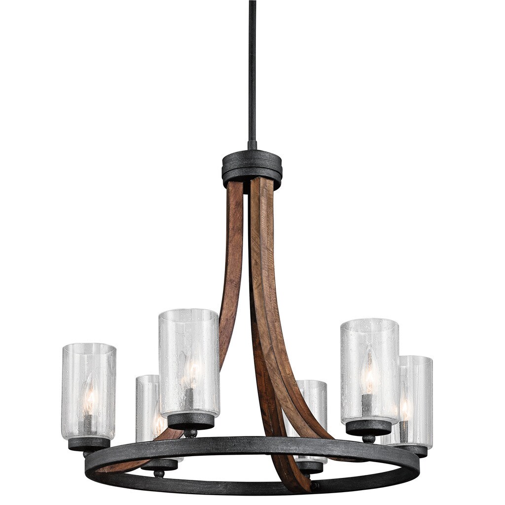 Kichler Lighting Grand Bank Collection 6-light Auburn Stain Chandelier - Chandeliers For Bedrooms by Overstock.com