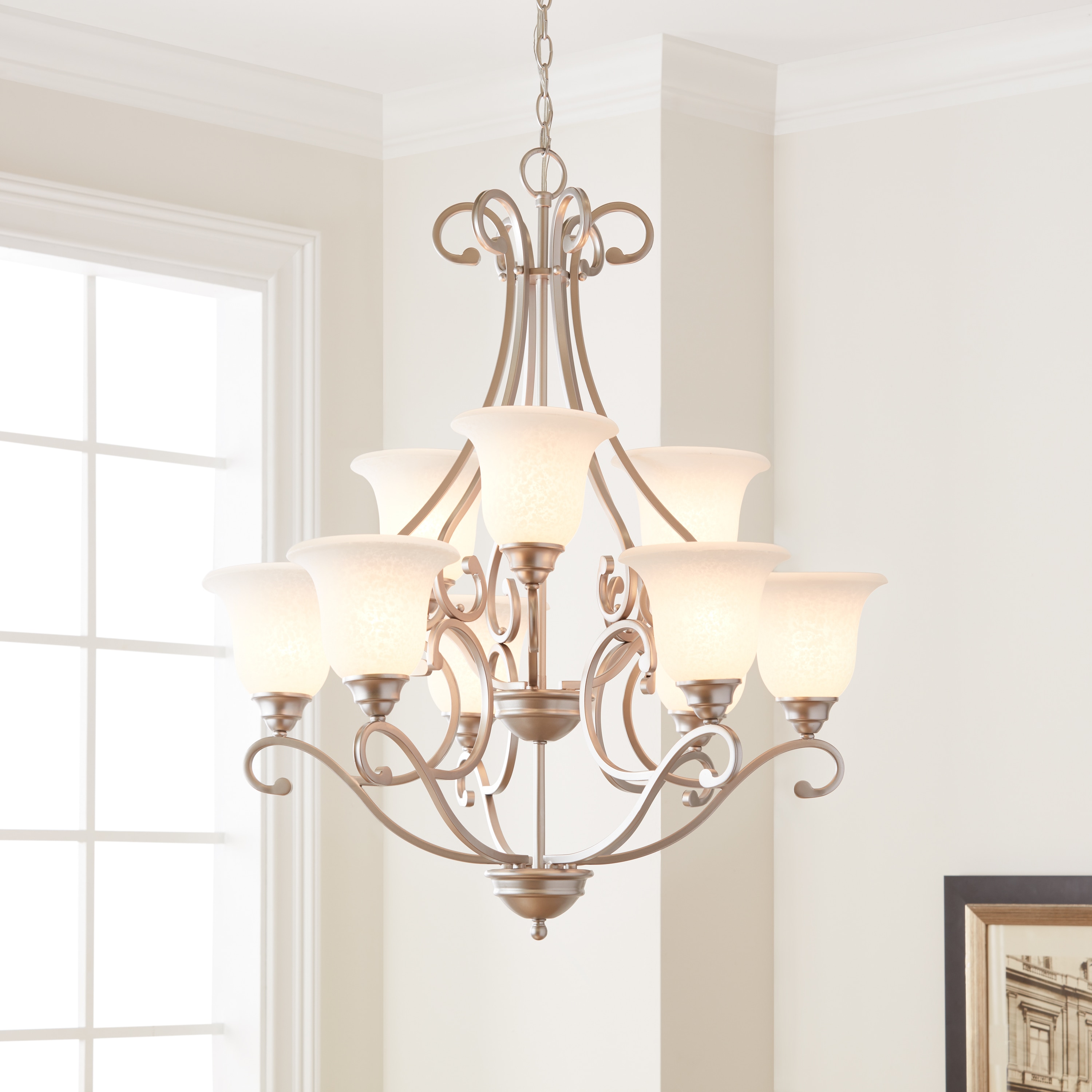 Copper Grove Damiano 9 Light Brushed Nickel Chandelier On Copper Grove Damiano 9 Light