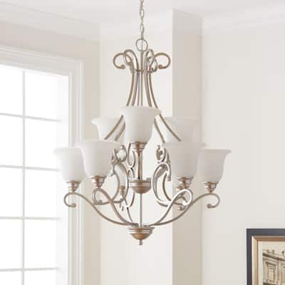 Copper Grove Damiano 9-light Brushed Nickel Chandelier