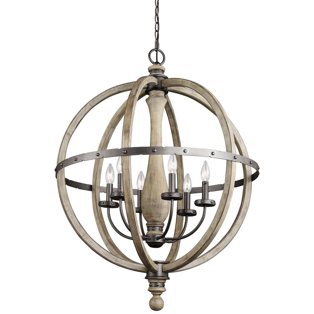 Kichler Lighting Evan Collection 6-light Distressed Antique Gray Chandelier - Chandeliers For Bedrooms by Overstock.com