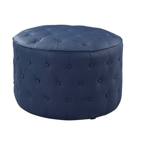 Chic Home Marley Leather Button-tufted Round Pouf Ottoman