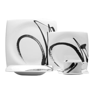 Red Vanilla Paint Black/White Porcelain Plates