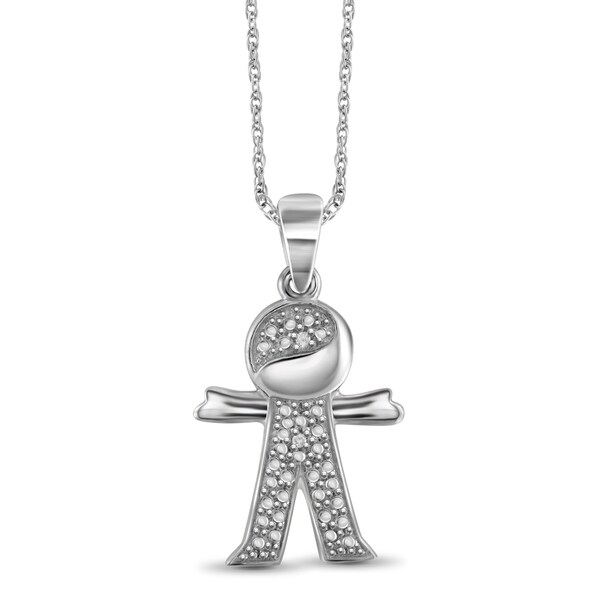 Shop Jewelonfire Sterling Silver White Diamond Accent Boy Pendant