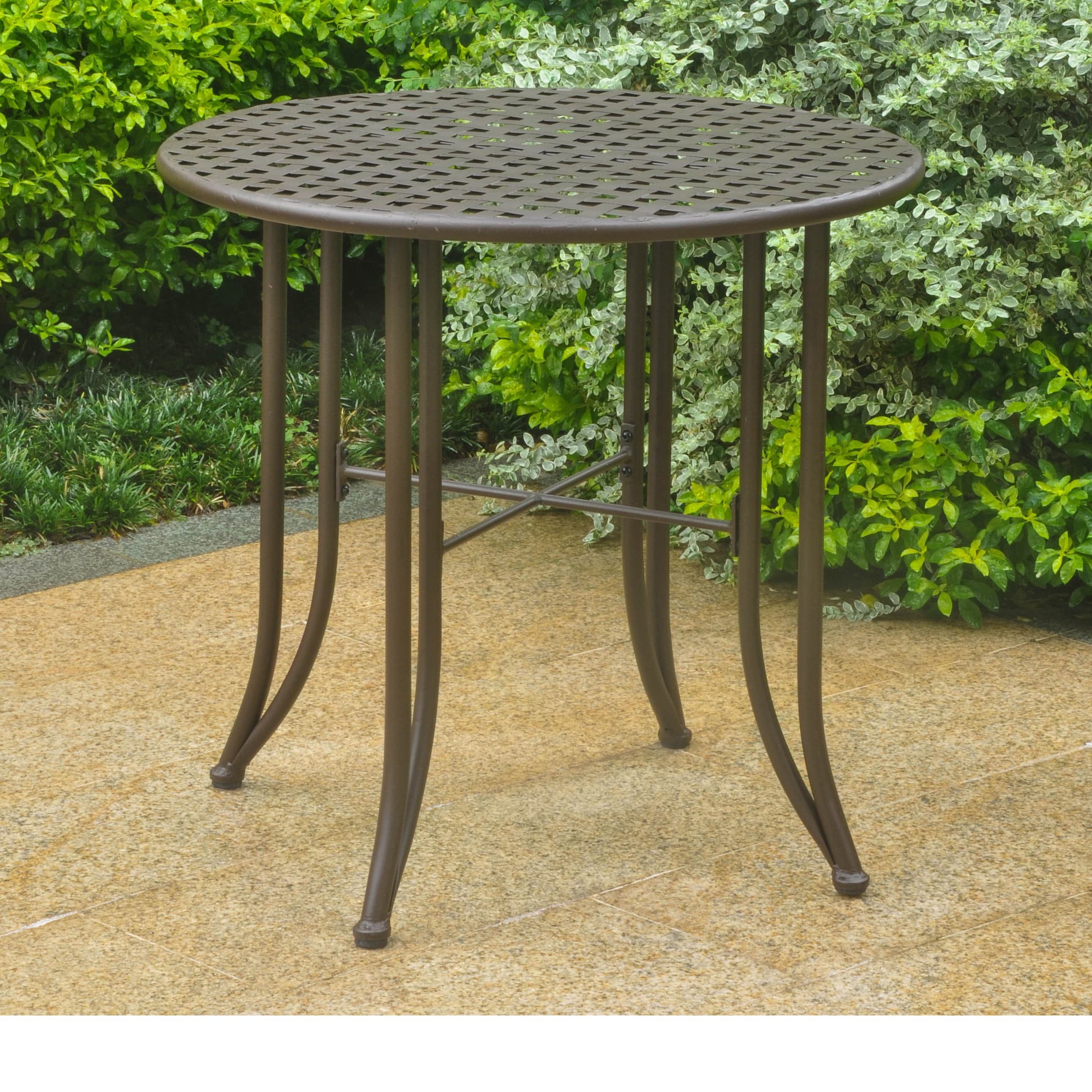 International Caravan Mandalay Iron Patio Side Table In Antique Black