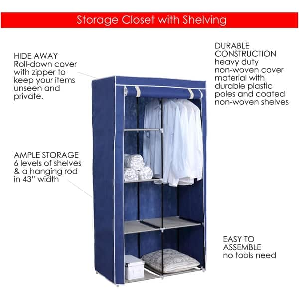 Shop Sunbeam Freestanding Blue Fabric Storage Closet Free