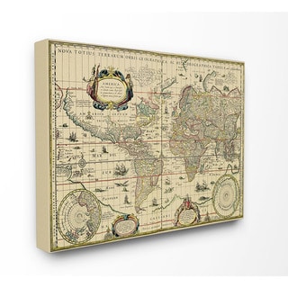 Stupell Antique Explorer World Map Canvas Wall Art