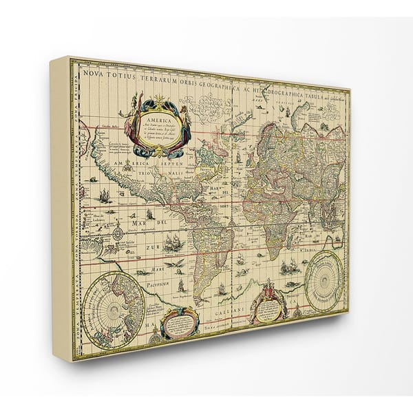 slide 2 of 7, Stupell Antique Explorer World Map Canvas Wall Art