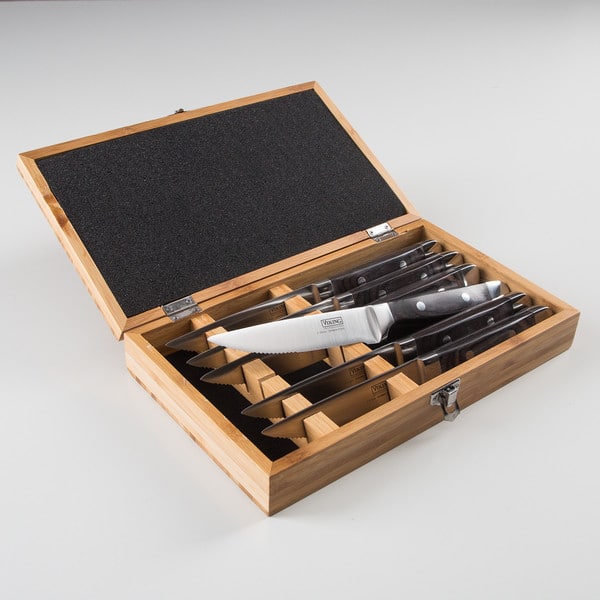 Viking Steakhouse 6PC Steak Knife Set with Commemorative Box, Black