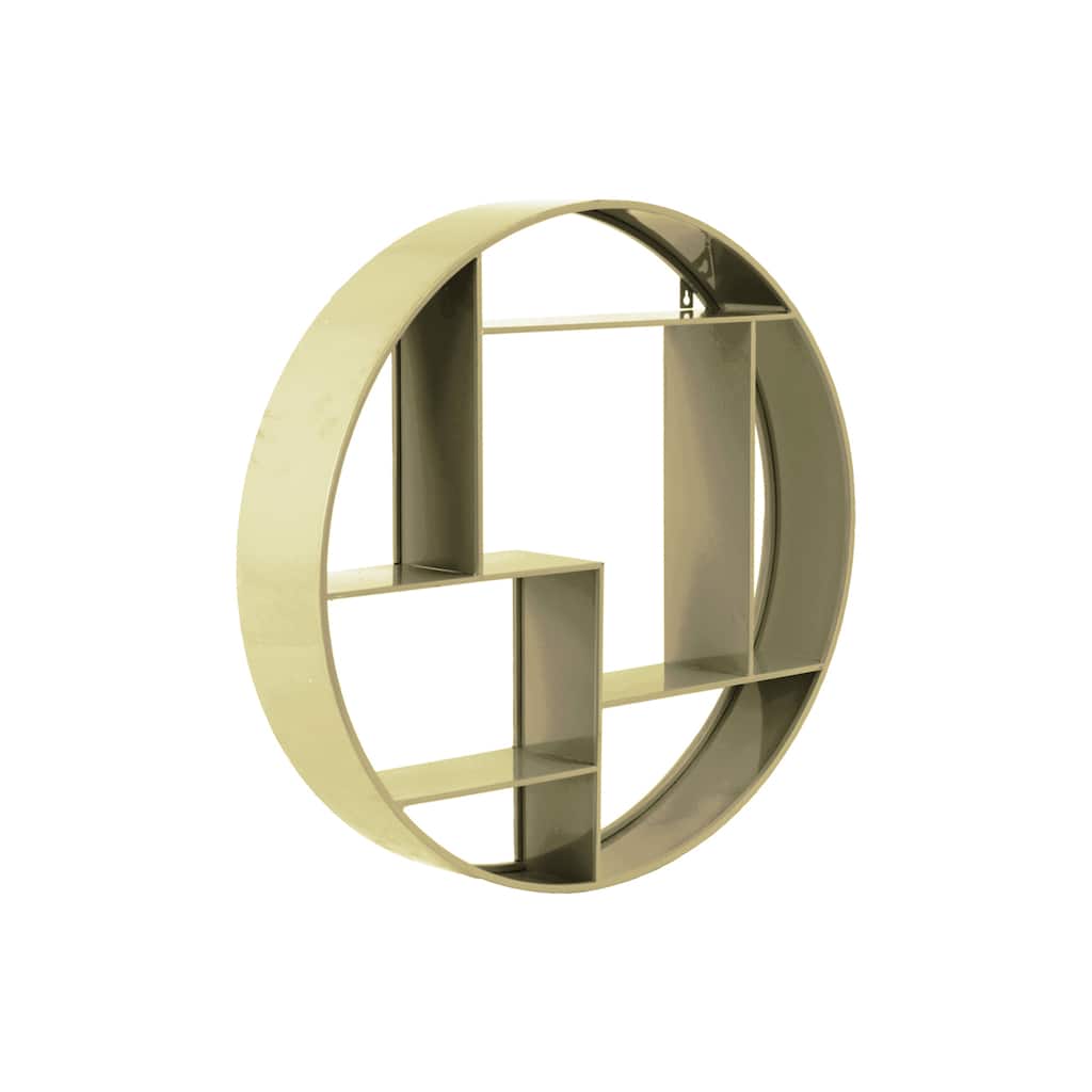 Champagne Metal 7-slot Round Wall Shelf