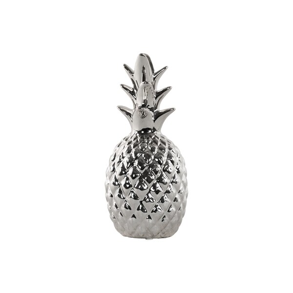 Urban Trends Collection Polished Silver Chrome Ceramic Pineapple Figurine