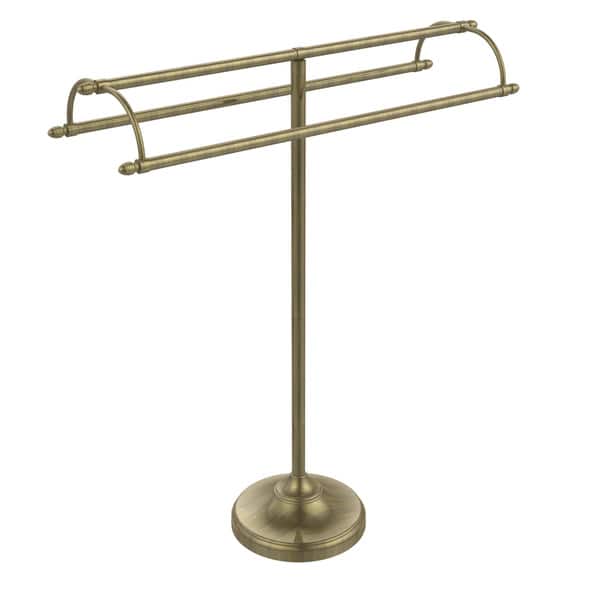 Allied Brass Free Standing Double Arm Towel Holder in Satin Chrome