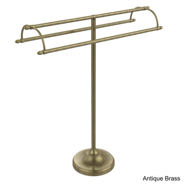 Allied Brass Free Standing Double Arm Towel Holder in Satin Chrome Allied Brass Free Standing Double Arm Towel Holder in Satin Chrome
