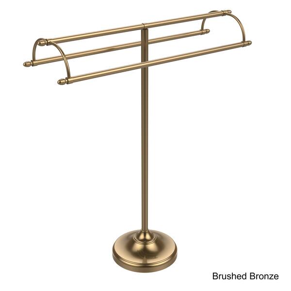 Allied Brass Free Standing Double Arm Towel Holder in Satin Chrome Allied Brass Free Standing Double Arm Towel Holder in Satin Chrome