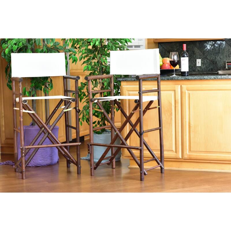 Zew Handcrafted Espresso Bamboo Bar Height Director Chair