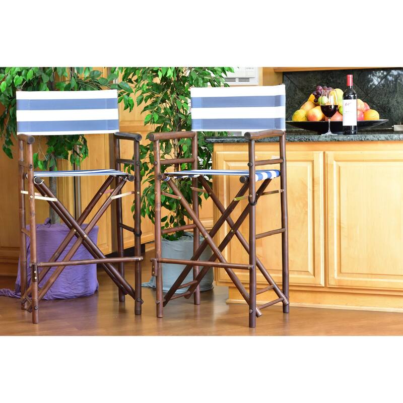 Zew Handcrafted Espresso Bamboo Bar Height Director Chair