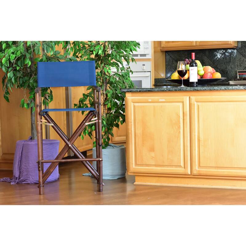 Zew Handcrafted Espresso Bamboo Bar Height Director Chair