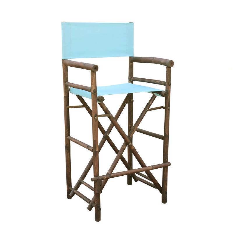 Zew Handcrafted Espresso Bamboo Bar Height Director Chair