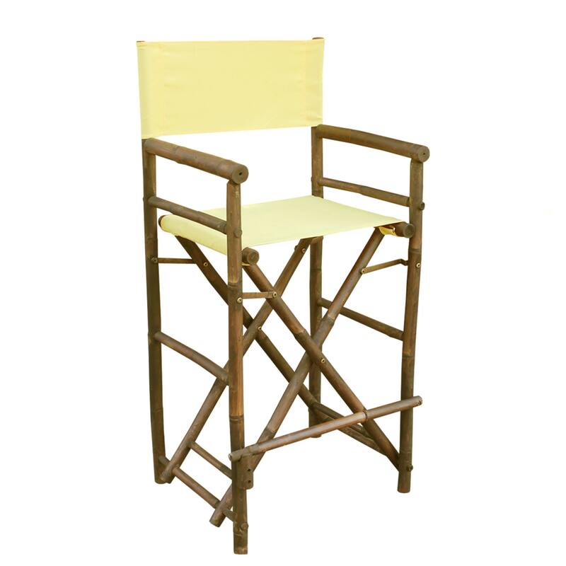 Zew Handcrafted Espresso Bamboo Bar Height Director Chair - Brown with Yellow Canvas