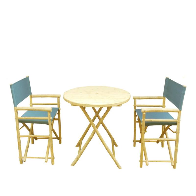 Zew Round 3-piece Bamboo Handcrafted Patio Set